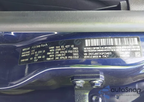 2016 Jeep Renegade Latitude from USA, damaged, VIN ZACCJABTXGPC54813